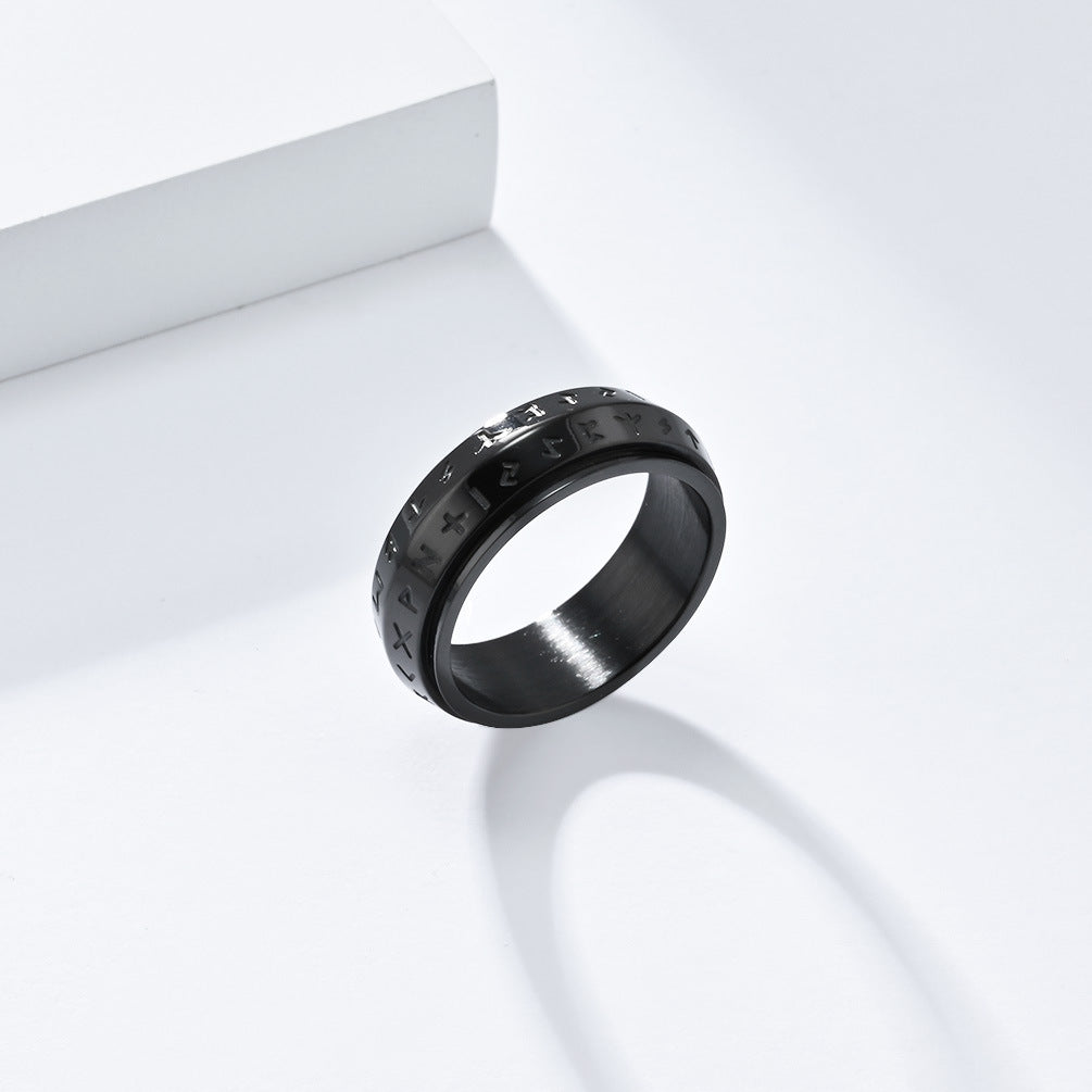Nordic Viking Rotatable Titanium Steel Ring for Men