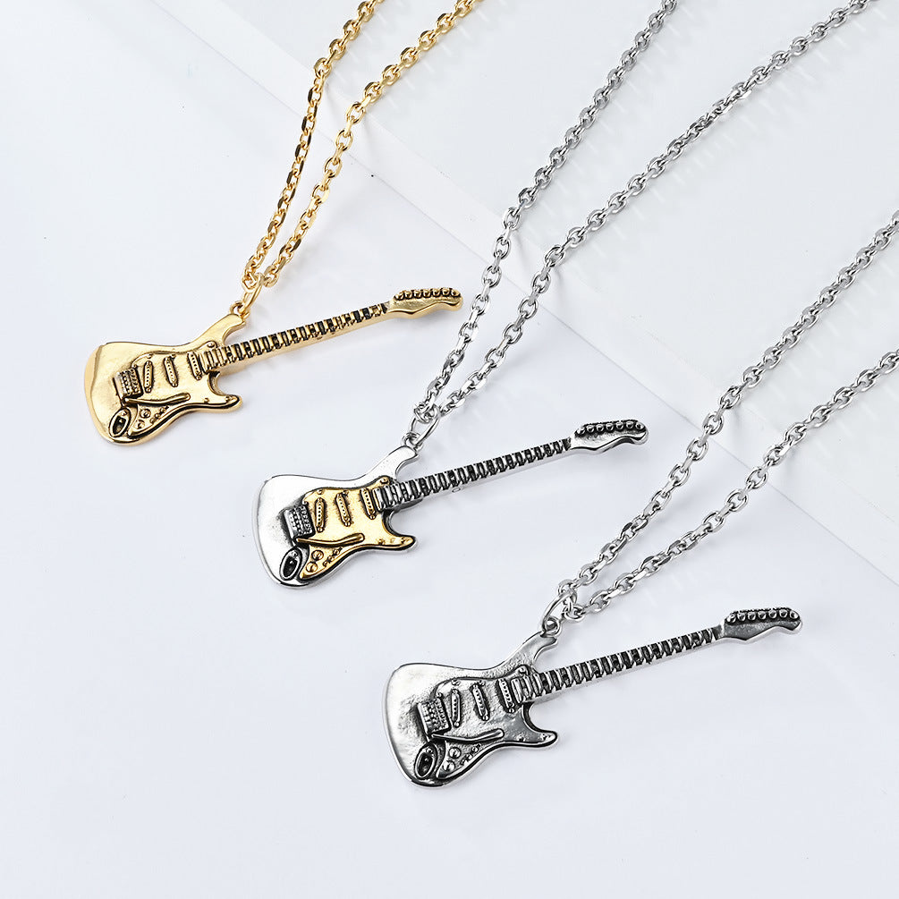 Personalized Guitar Titanium Steel Necklace for Men