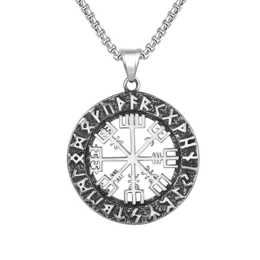 Viking Rune Pendant Necklace Titanium Steel Unisex Protection Statement Planderful