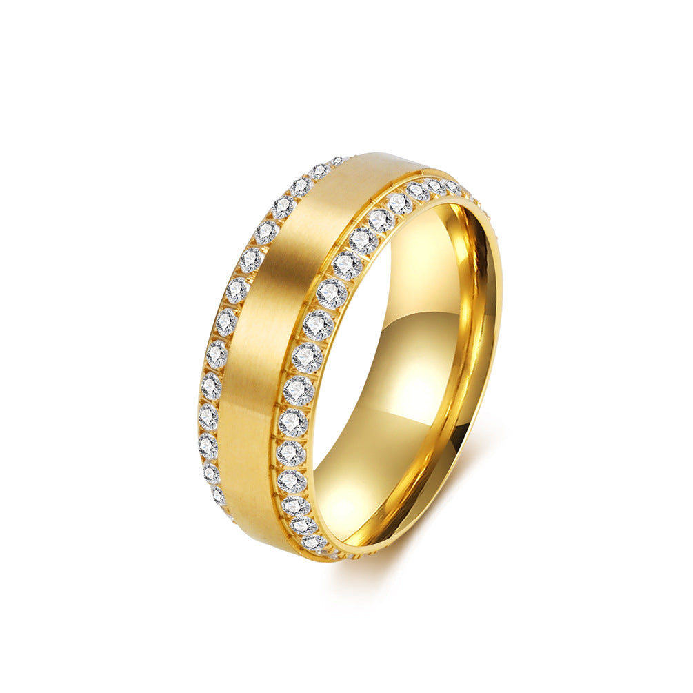 Zircon Stainless Steel Ring Unisex
