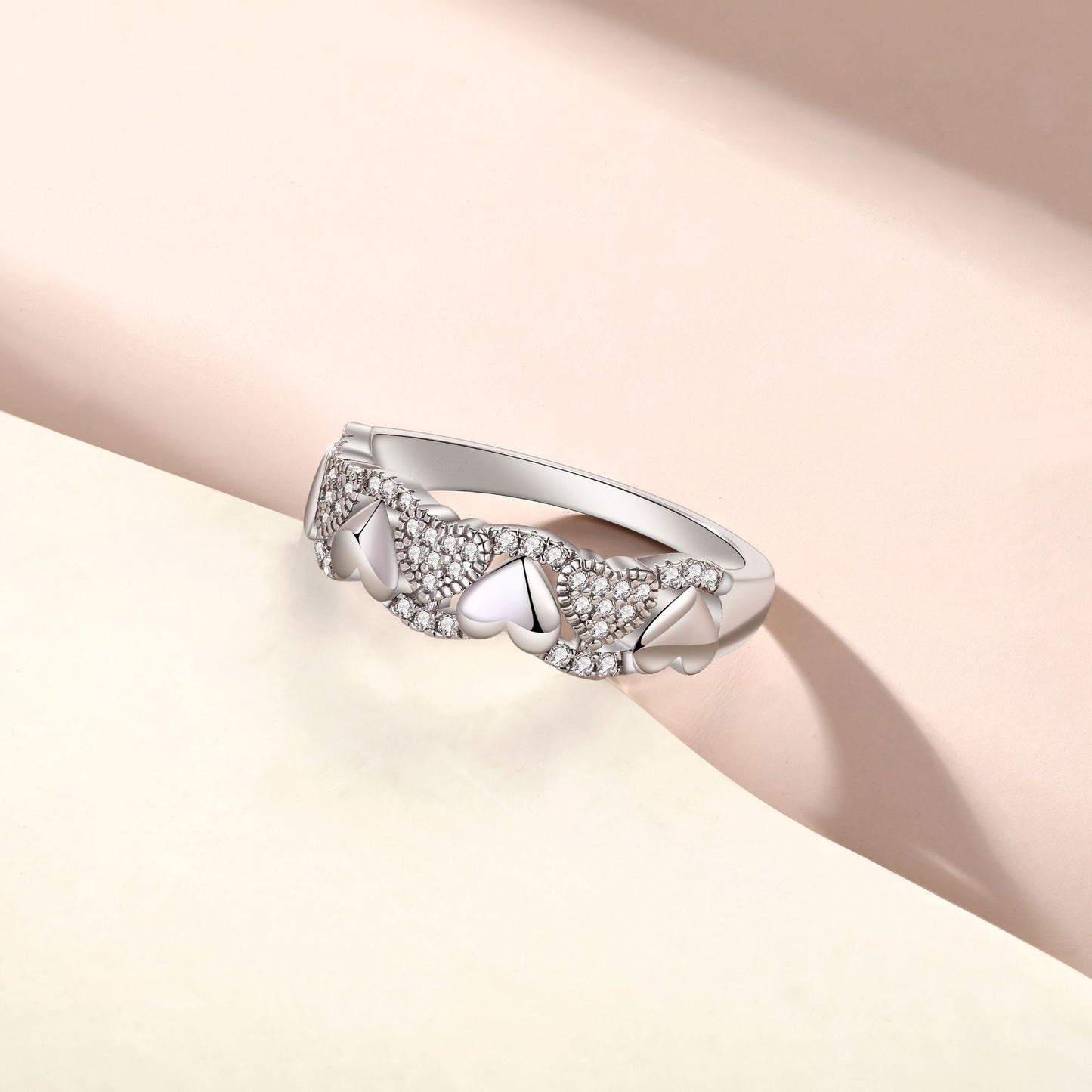 Cross-Border S925 Sterling Silver Heart-Shaped Ring for Women