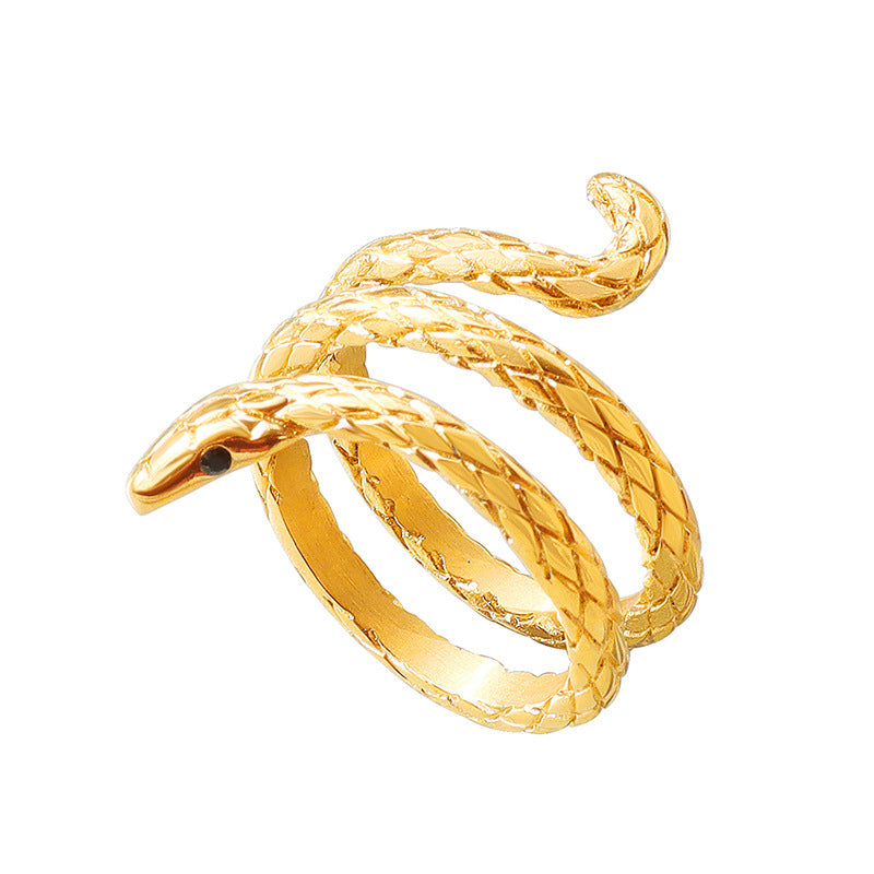 Chic Titanium Steel Serpentine Ring - Trendy Hand Jewelry