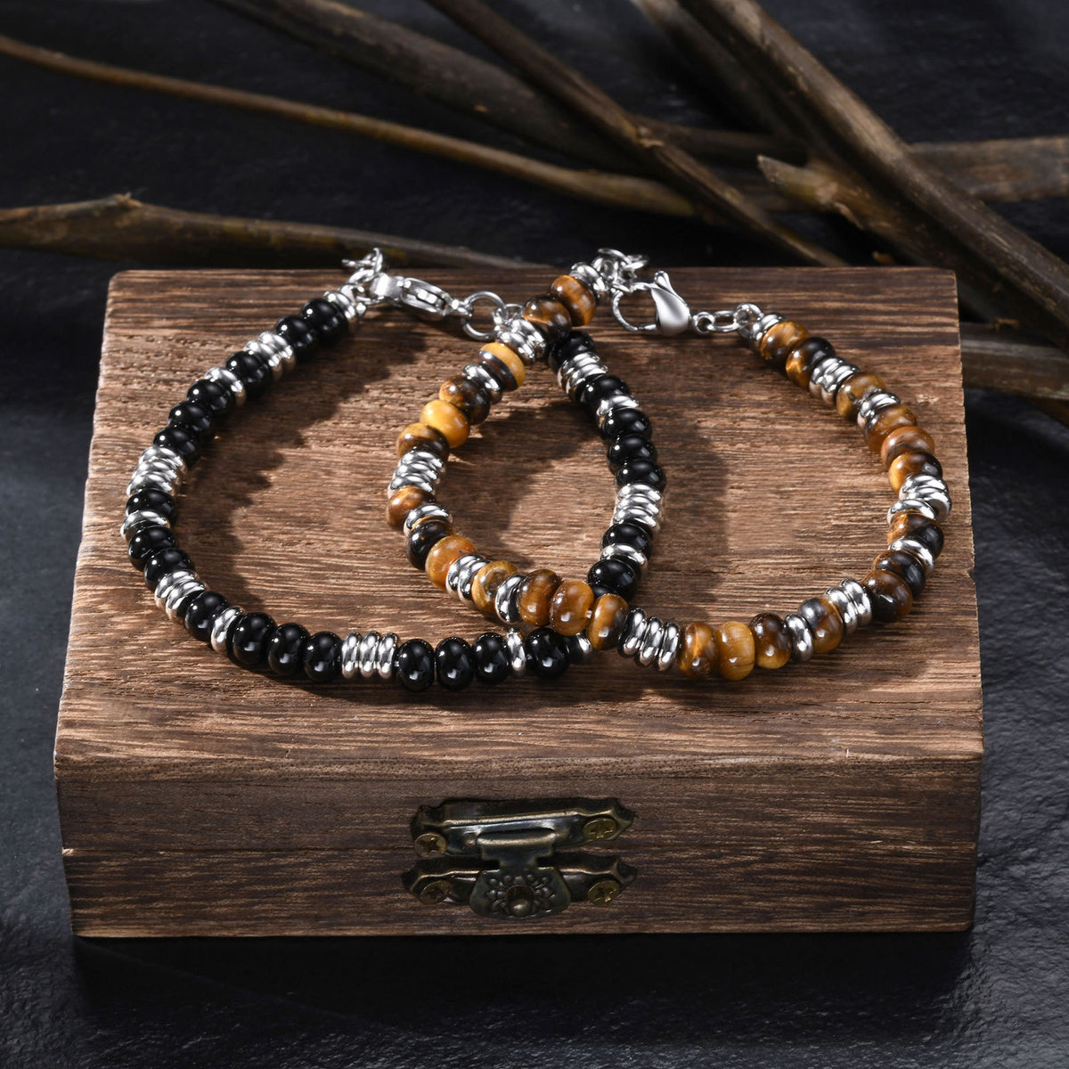 Tiger's Eye Stainless Steel Bracelet for Men