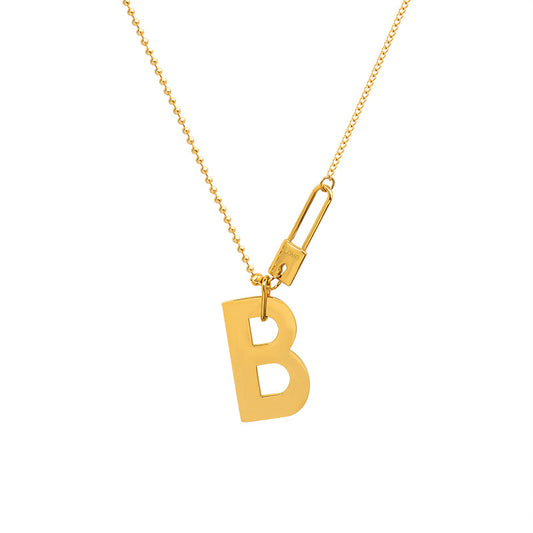 Indifferent Wind Exaggerated B Letter Gold Plated Necklace