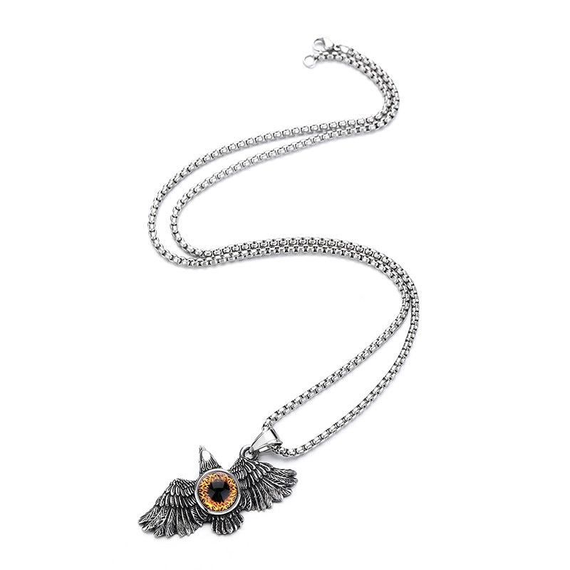 Steel Necklace - Vintage Falcon Pendant