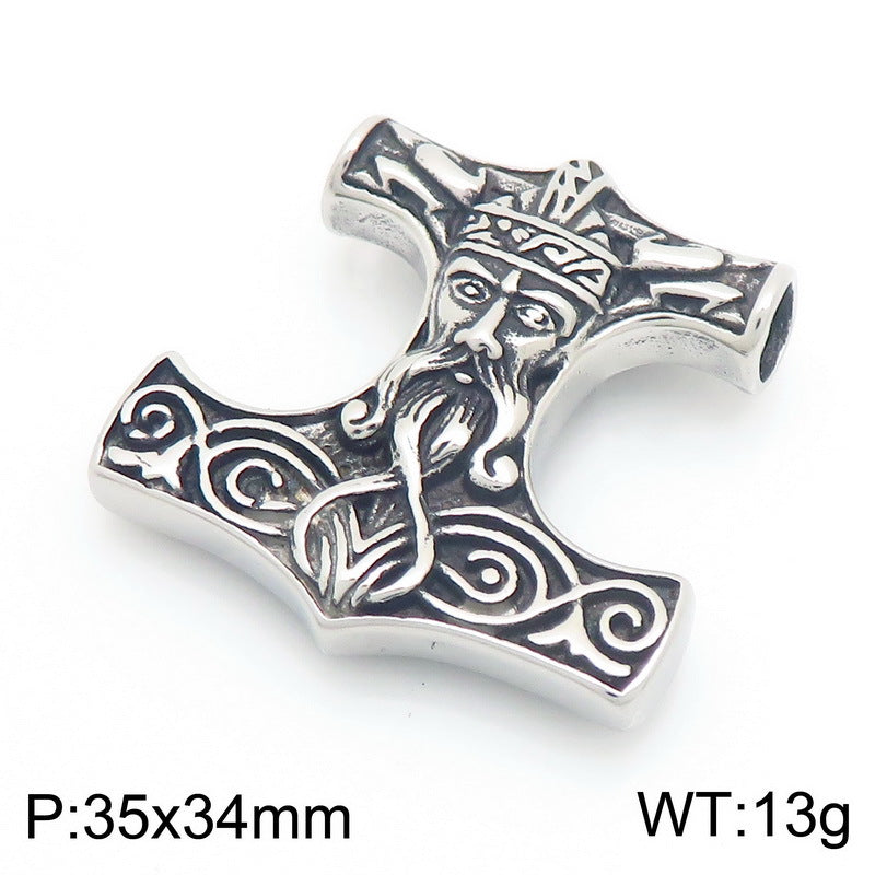 Nordic Viking Thor'S Hammer Odin Pendant, Vintage Celtic Knot Sheephead Stainless Steel Men's Necklace