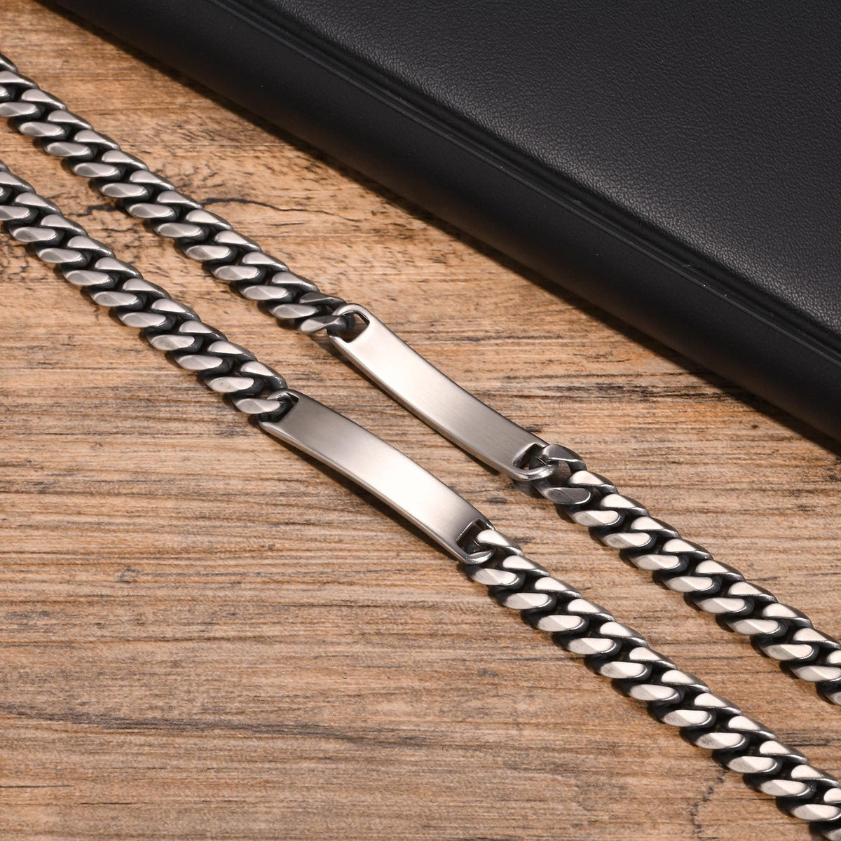 Stainless Steel Curved Bar Six-Sided Grinding Bracelet Steel Men's