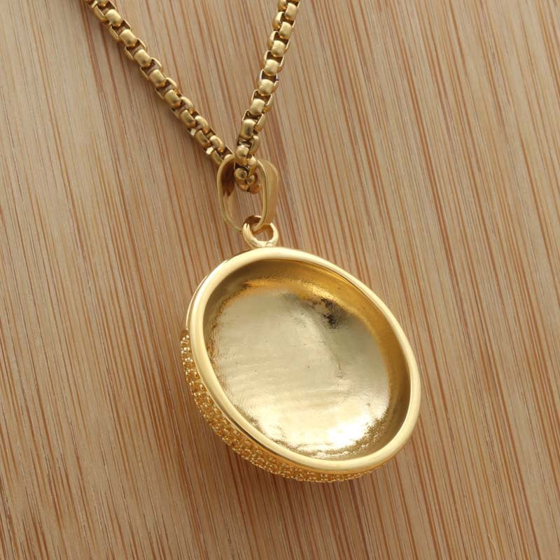 Trendy Titanium Steel Round Pendant Necklace for Men - Punk Style Retro Pot Design