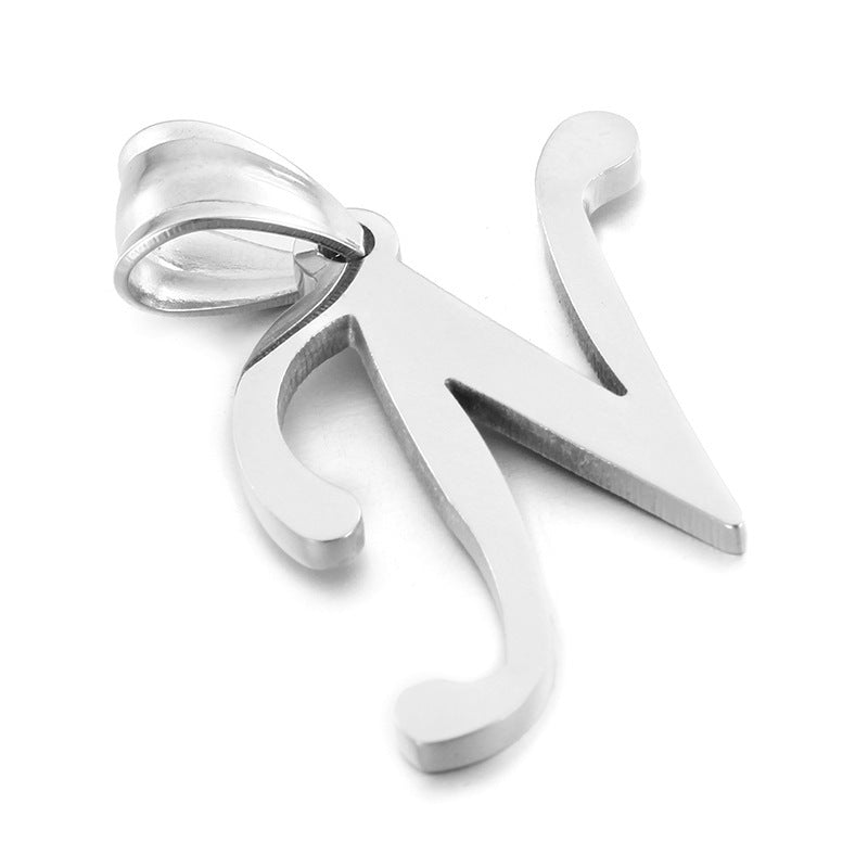 Men's And Women's Letter Pendants, Stainless Steel Glossy 26-Letter Titanium Steel Necklace