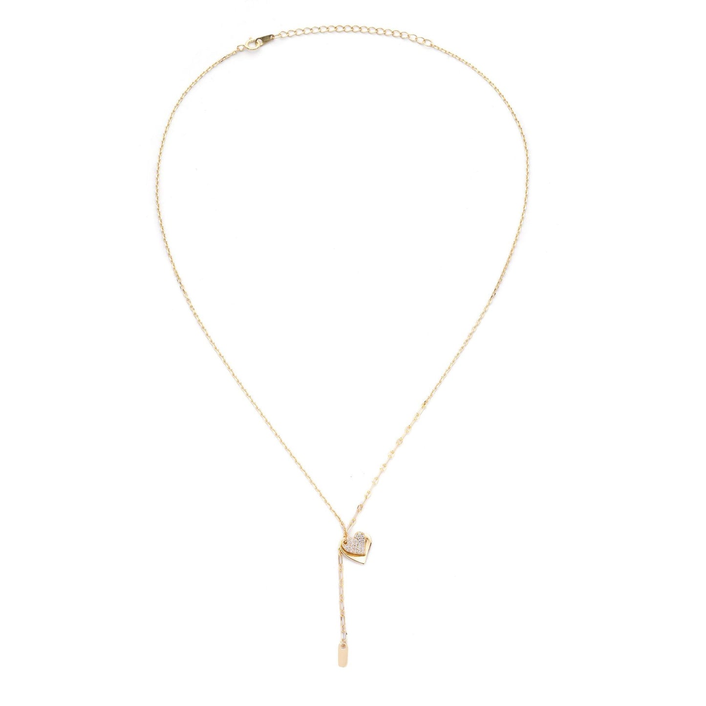 Korean Version Ins Cold Wind 925 Silver Double Love Necklace