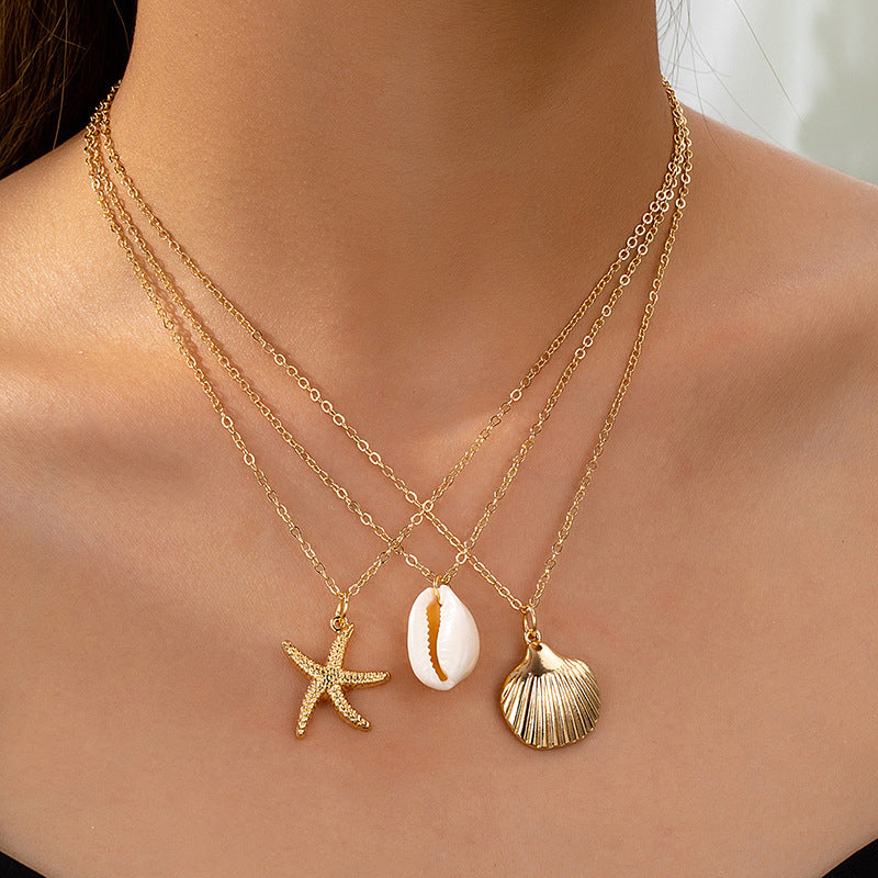 Planderful Vienna Verve Necklace Set – Stylish Metal Starfish Design