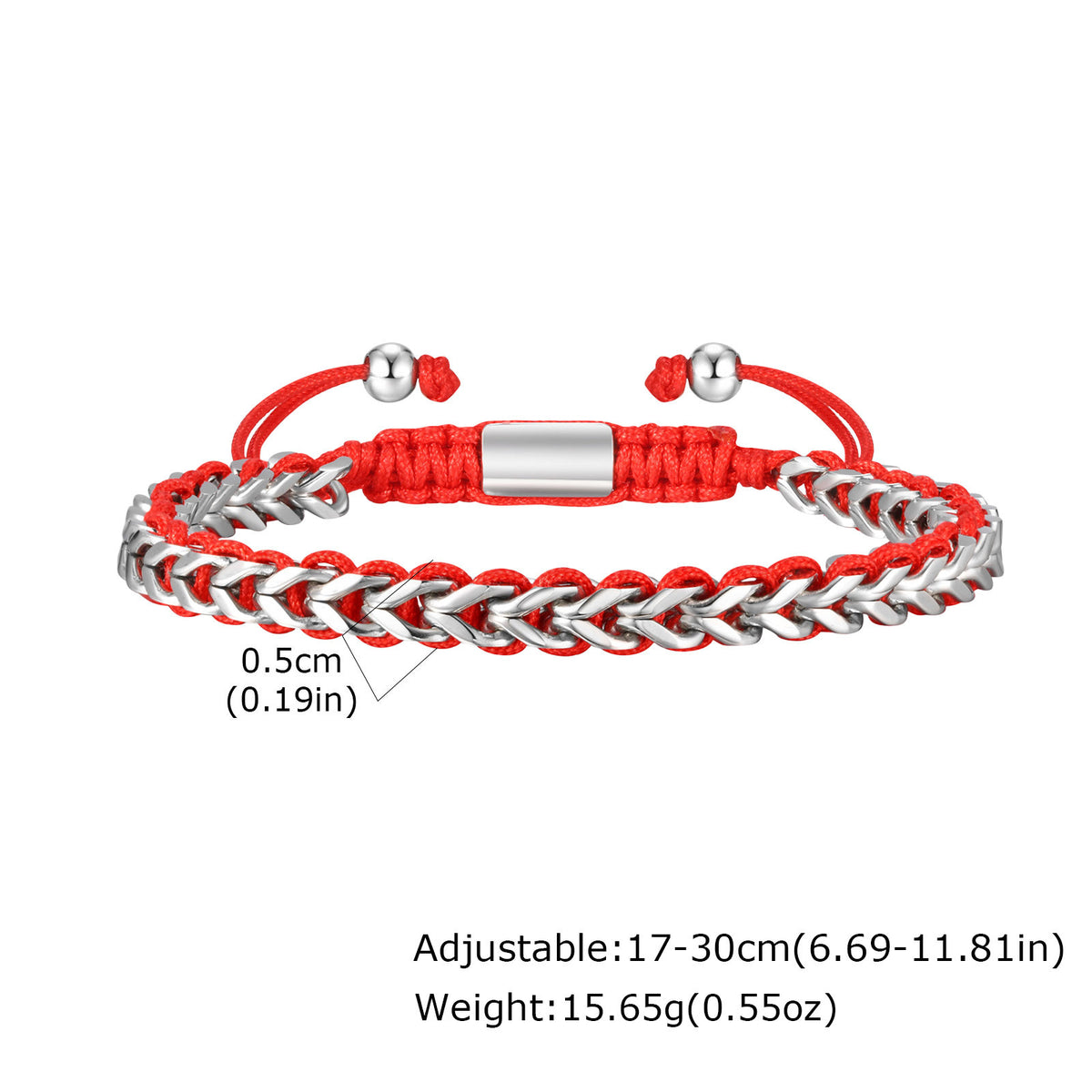 Braided Adjustable Stainless Steel Bracelet for Men