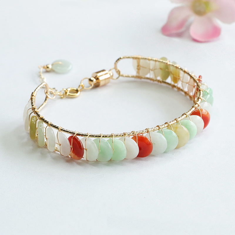 Jadeite Peace Buckle 8 mm Bracelet
