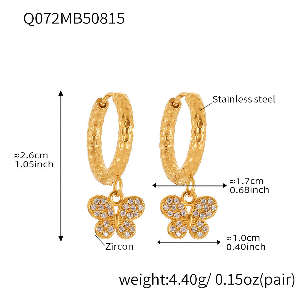 Planderful Zircon Earrings Butterfly Pendant For Fairy Fans