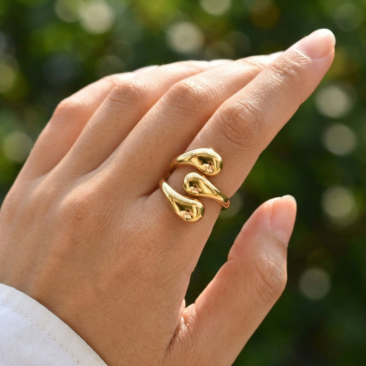 Stainless Steel Geometric Line Opening Version Design Ring