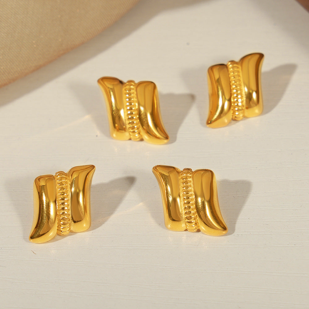 Golden Geometric Quadrilateral Earrings for Women - Minimalist Fashion Jewelry