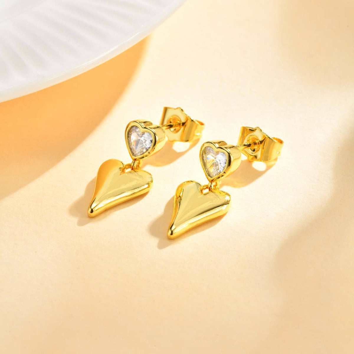 Copper Hot-Selling Love Zircon Earrings, Gold Versatile