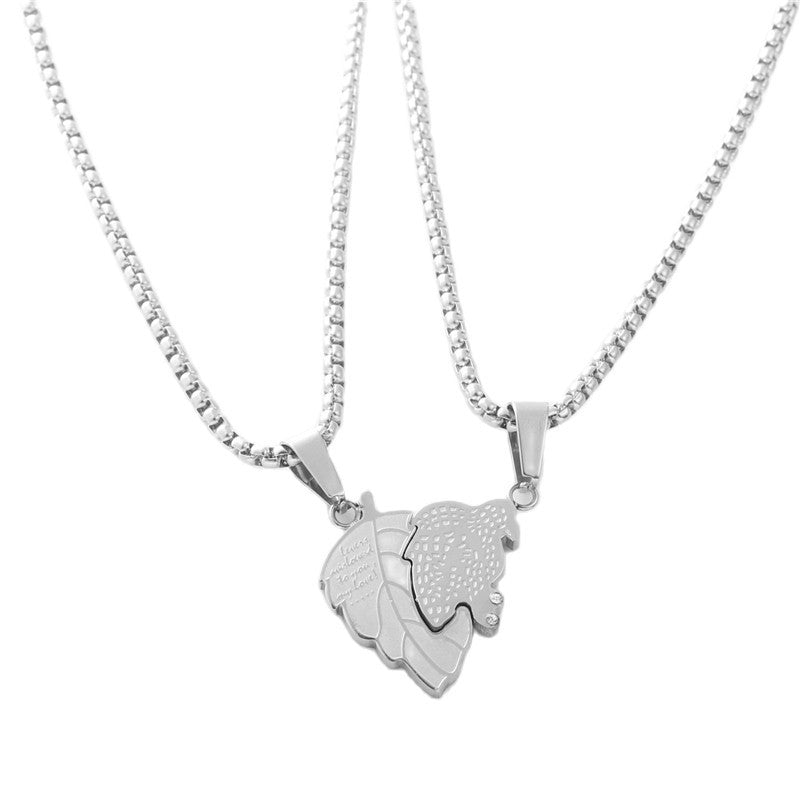Stylish Titanium Steel Maple Leaf Pendant Necklace for Men - Retro Trendy Design
