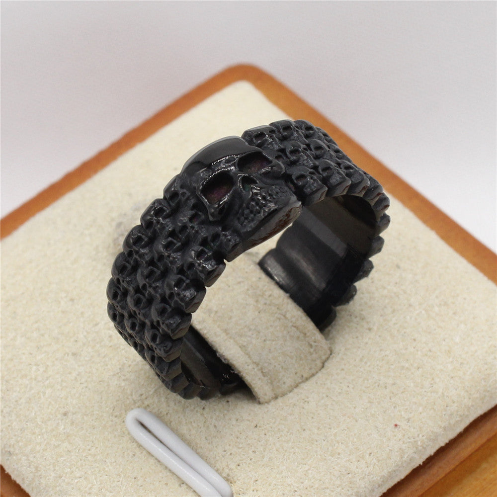 Planderful Skull Ring Titanium Steel For Men Unisex Retro Style Protection Statement Jewelry Sizes 7 8 9 10 11 12