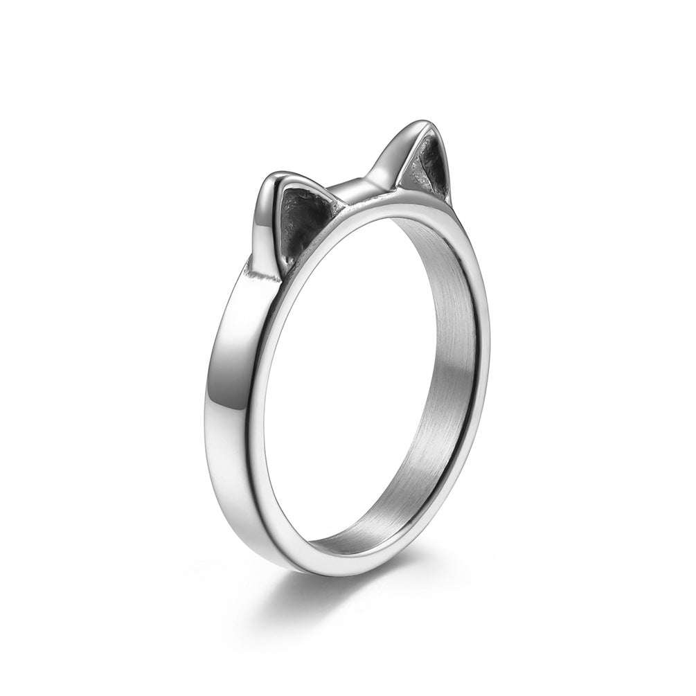 Planderful Cat Ear Ring Titanium Steel For Women Durable Catgirl Jewelry Everyday Genie