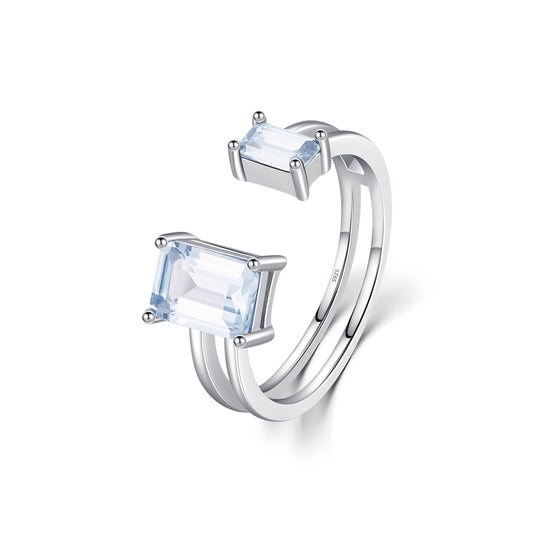 Planderful Everyday Genie Ring – Adjustable Double-Layer Design with Imitation Aquamarine