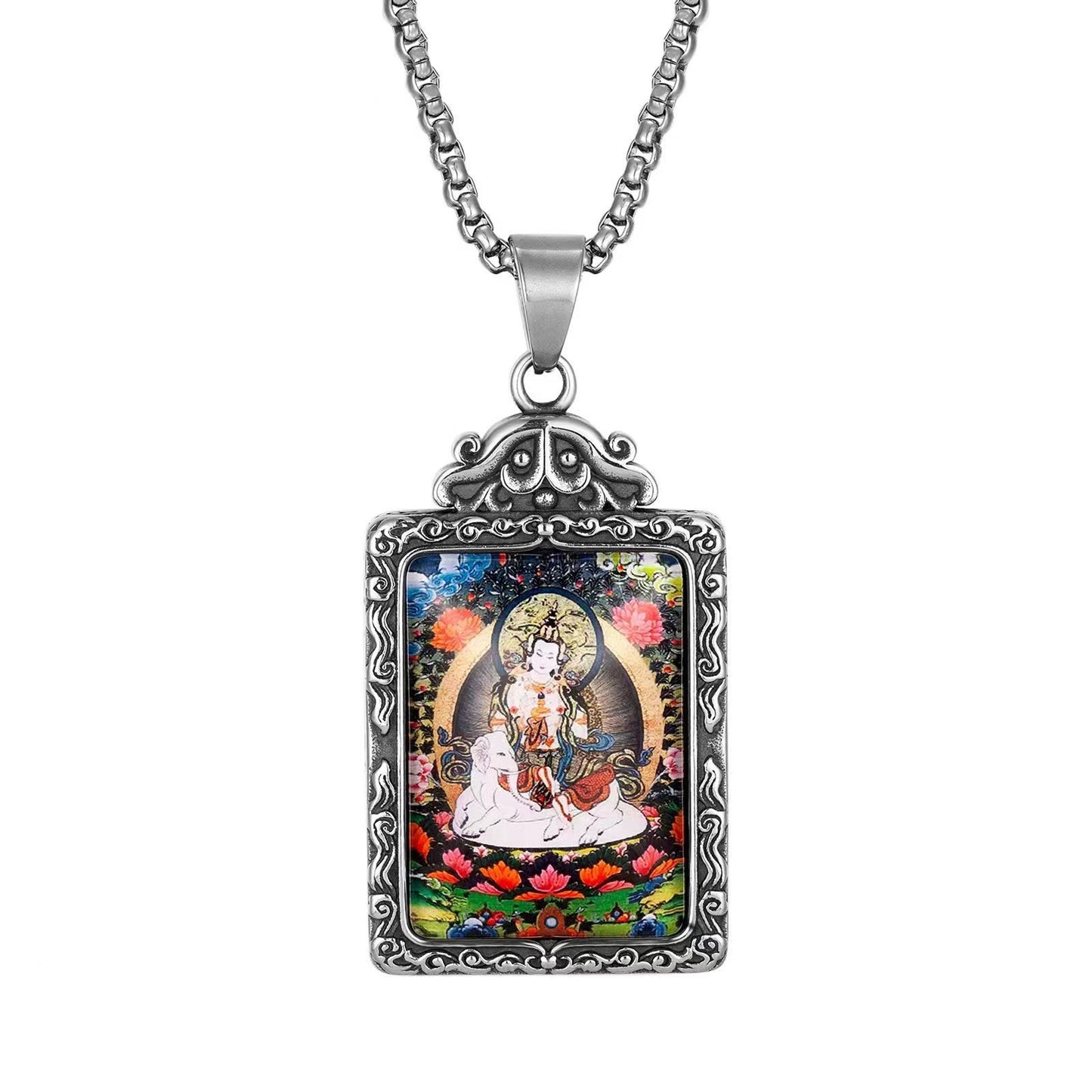 Zodiac Guardian Buddha Pendant For Men And Women By Planderful Titanium Steel Thangka Necklace With Premium Protection