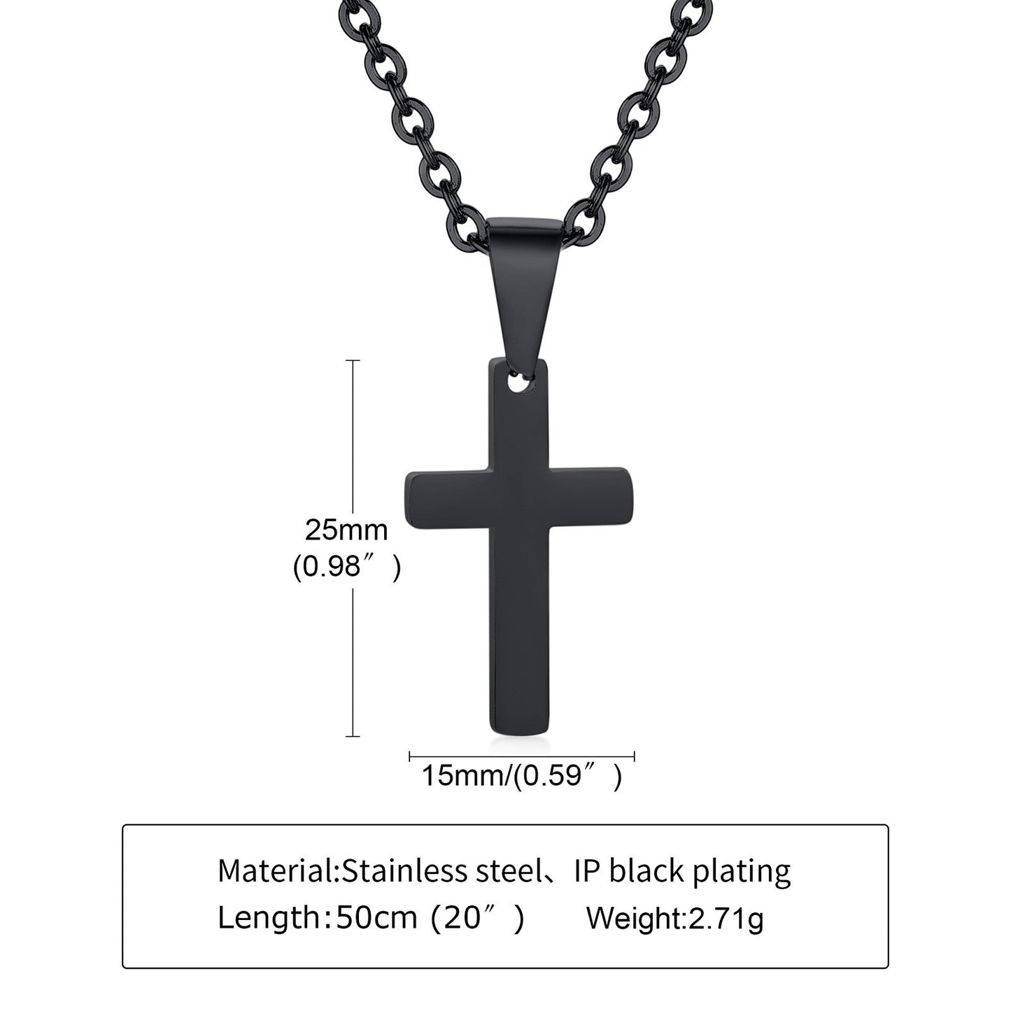 Planderful Stainless Steel Cross Necklace For Men Hip Hop
