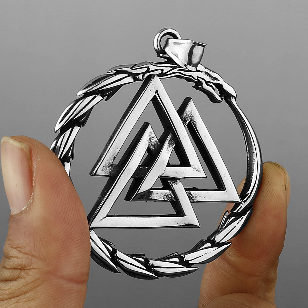 Titanium Steel Pendant Necklace Men's Fashion Jewelry High Sense Retro Rune Stainless Steel Ouroboros Pendant Personalized Accessories