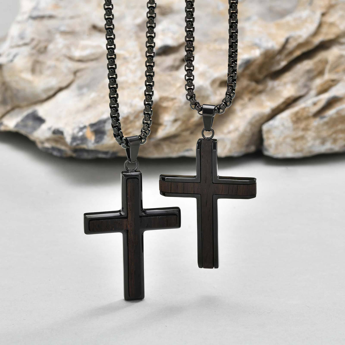 Ebony Cross Pendant — With or Without Chain