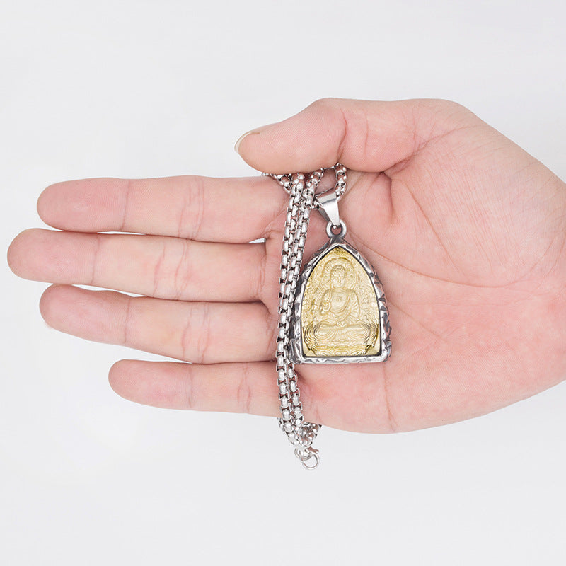 Stainless Steel Necklace - Statement Patron Saints Pendant