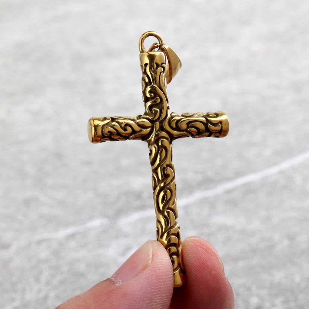 Vintage Cross Stainless Steel Pendant Necklace