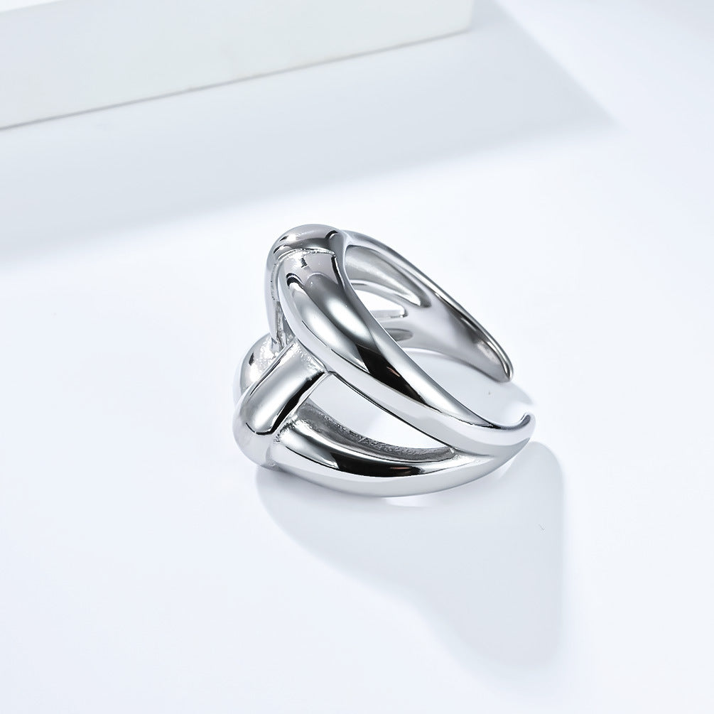 Planderful Everyday Genie Minimalist Ring for Women Irregular Wide Cross Design Trendy Statement Piece
