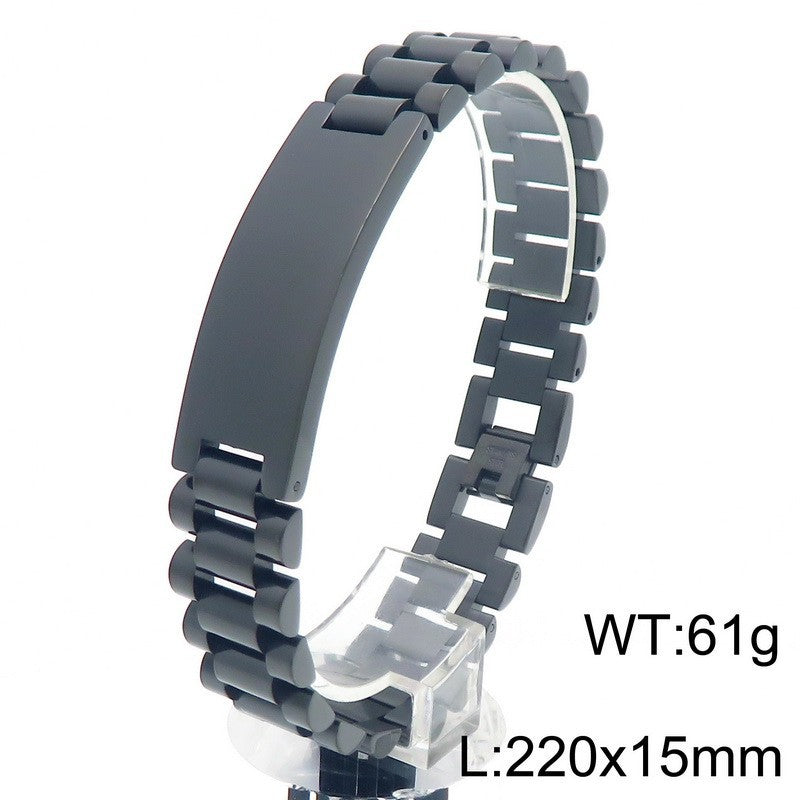 Planderful Mens Curved Stainless Steel Chain Bracelet