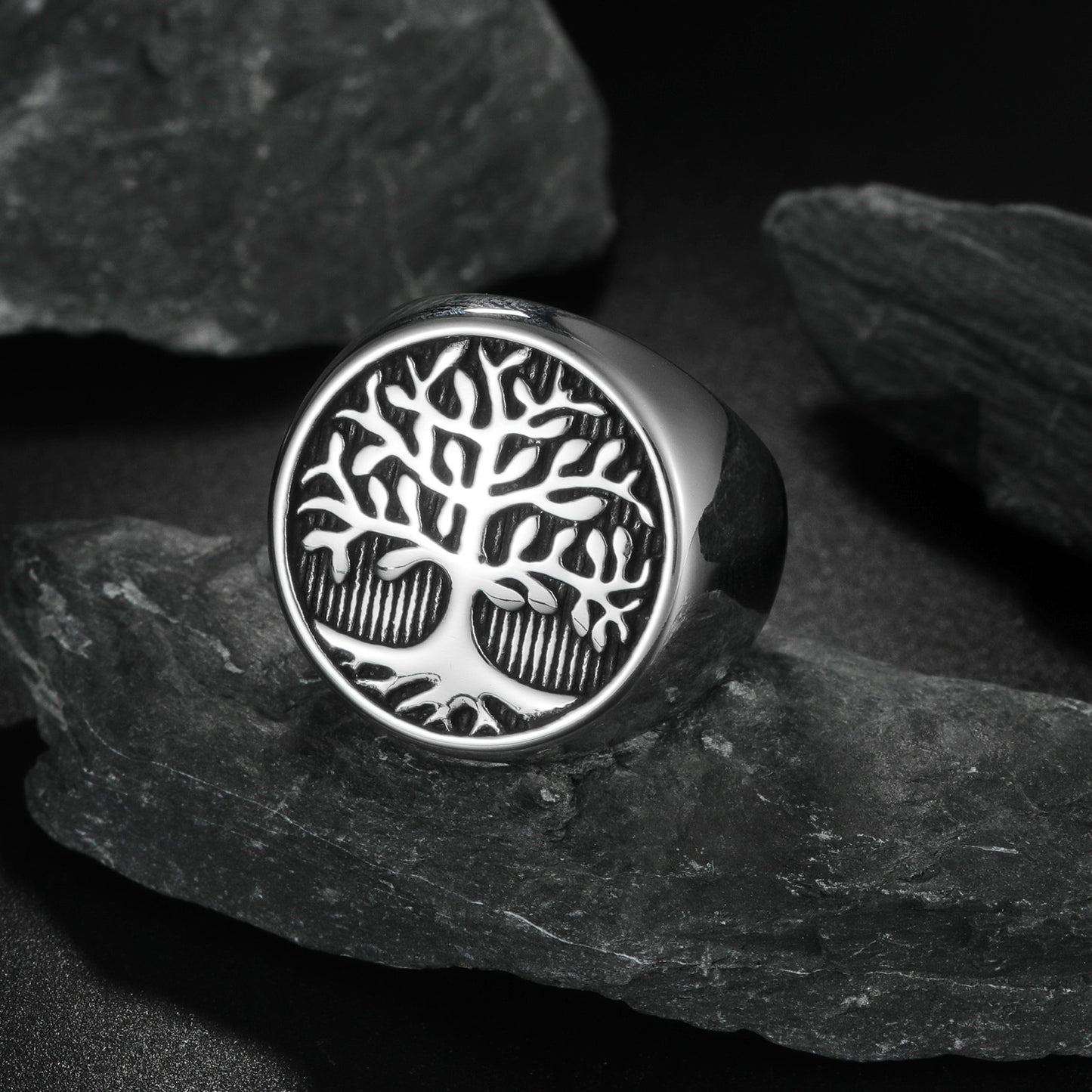 Planderful Tree of Life Ring for Men Stainless Steel