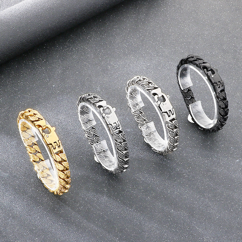 Trends Vacuum Plating Encrypted Cuban Chain Inlaid Zircon Bracelet