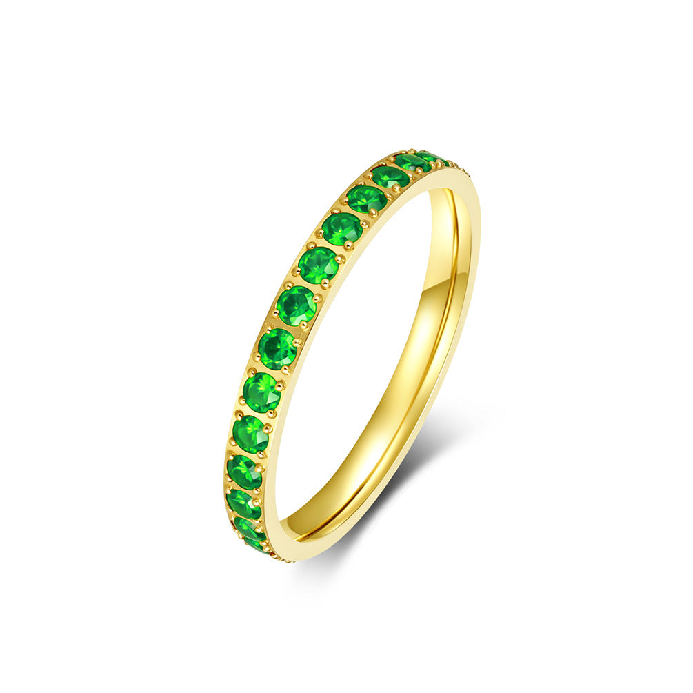 Stainless Steel Zircon Ring