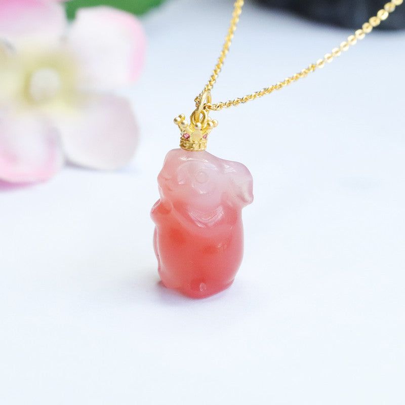 Yanyuan Agate Rabbit Silver Pendant — No Chain