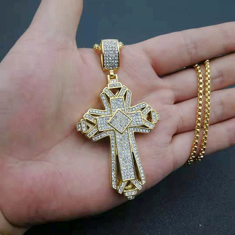Steel Necklace - Statement Cross Pendant