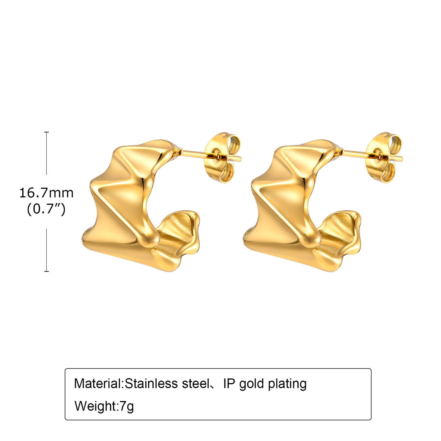European And American Accessories Stainless Steel Gold C Earrings