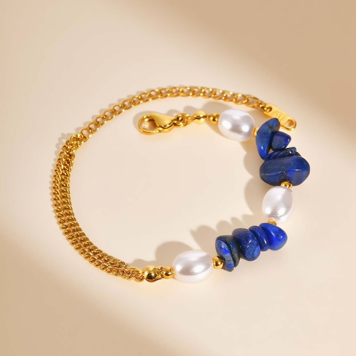 Pearl Lapis Lazuli Stainless Steel Bracelet for Women