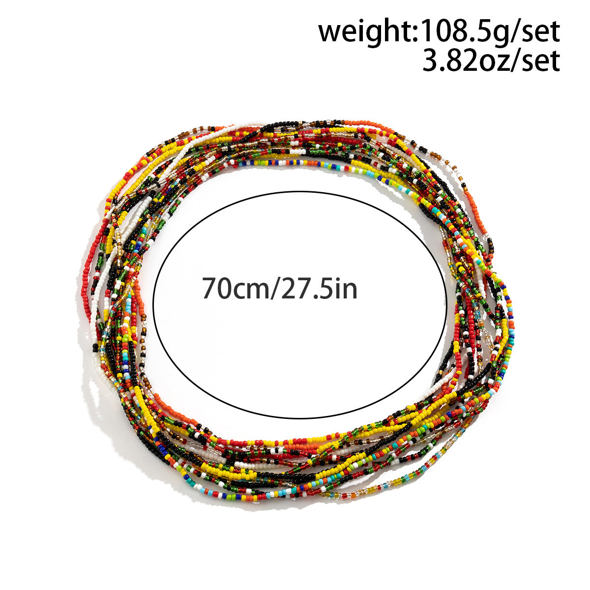 Sexy Hand-beaded Multi-layer Body Chain with Waist Contrasting Rice Bead Detail