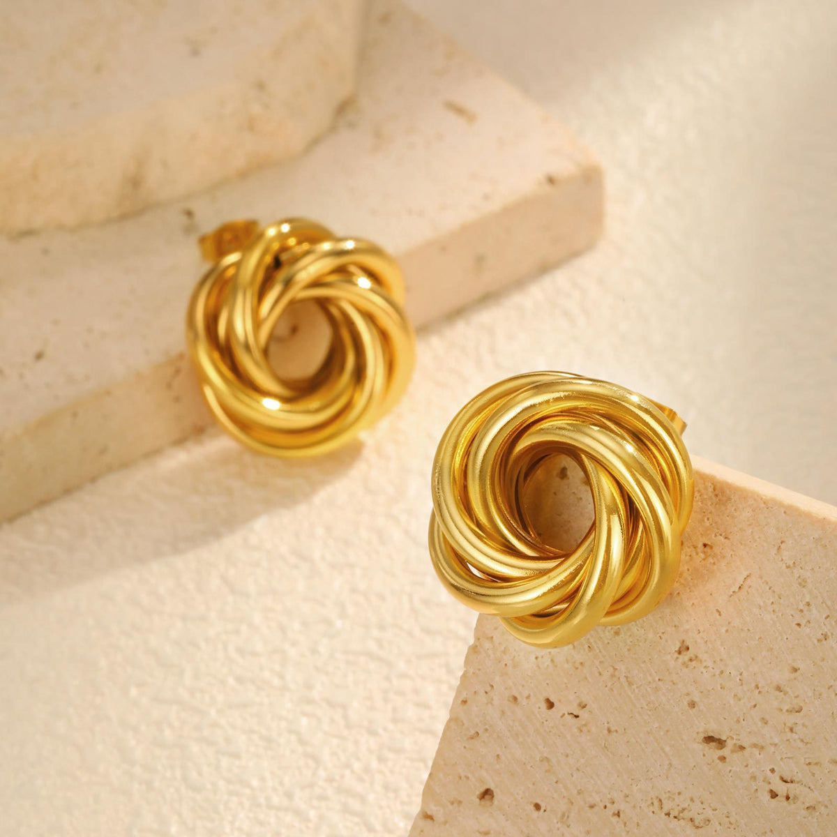 Gold-Tone Circular Knot Stud Earrings