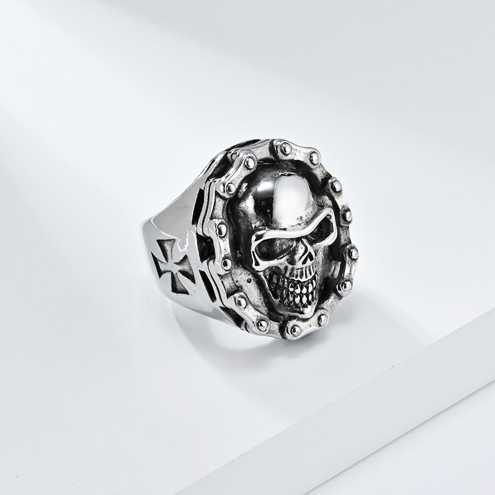 European American Retro Hiphop Skull Ring for Men Wholesale