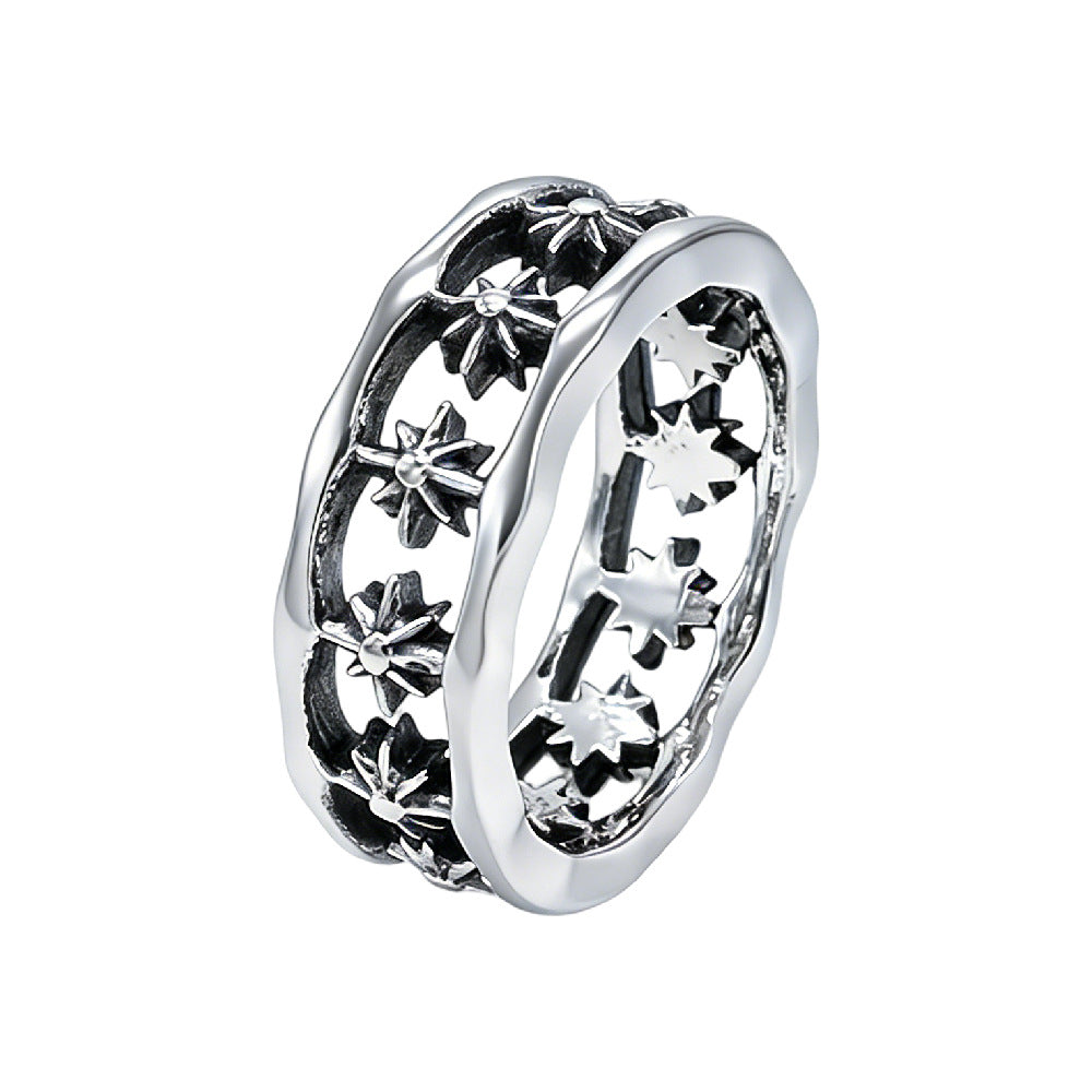 Planderful Titanium Steel Octagram Ring Unisex Durable Statement Jewelry for Men Everyday Genie Collection