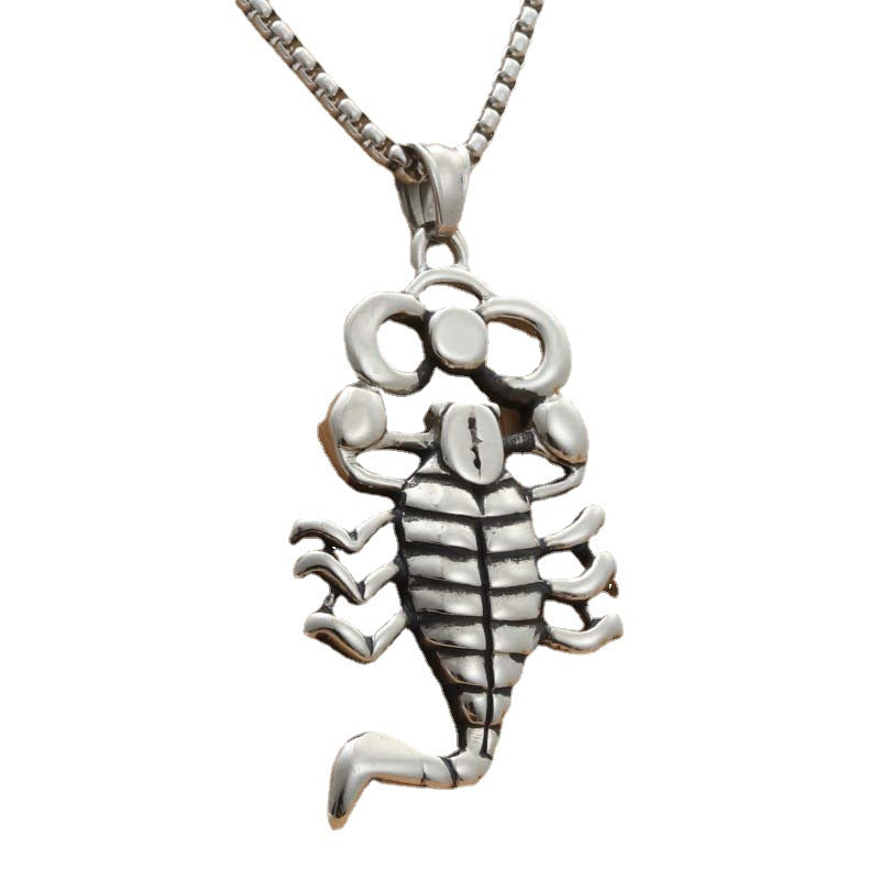 Punk-Influenced Titanium Steel Scorpion Pendant Necklace for Men - Retro Trendy Scorpio Jewelry
