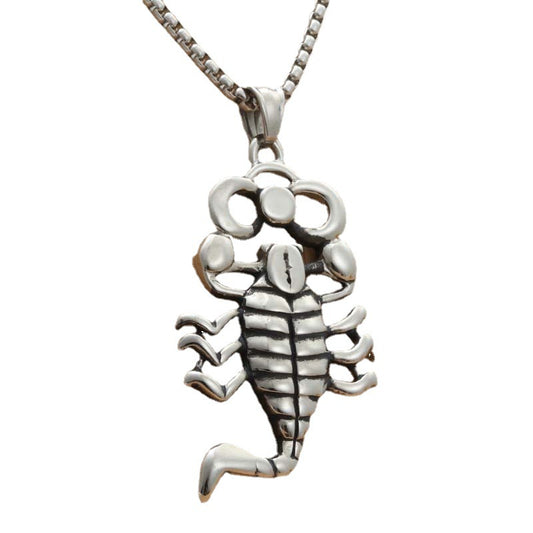 Punk-Influenced Titanium Steel Scorpion Pendant Necklace for Men - Retro Trendy Scorpio Jewelry