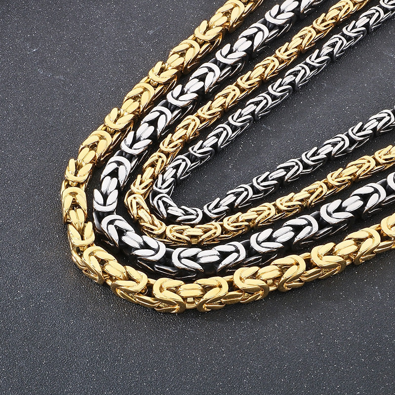 Planderful Men Titanium Steel Necklace Retro Imperial Chain
