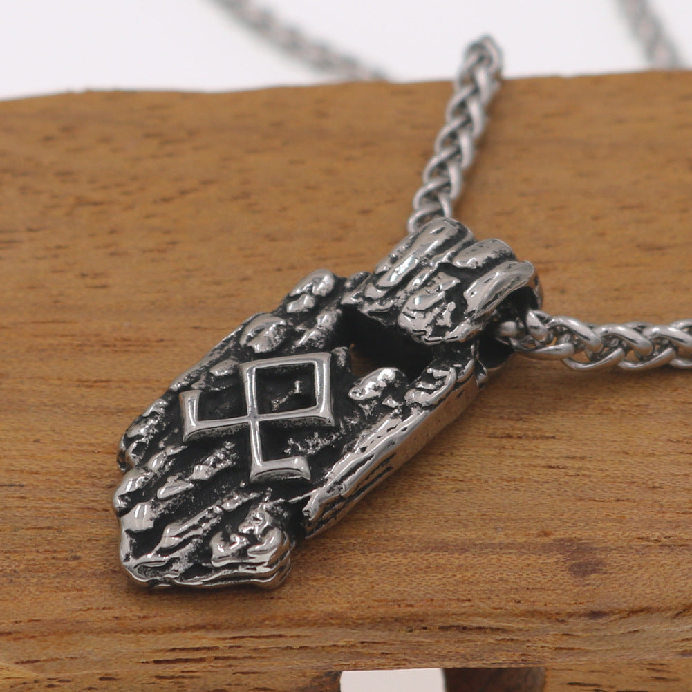 Nordic Mythic Tree Pattern Necklace with Viking Odin Talisman