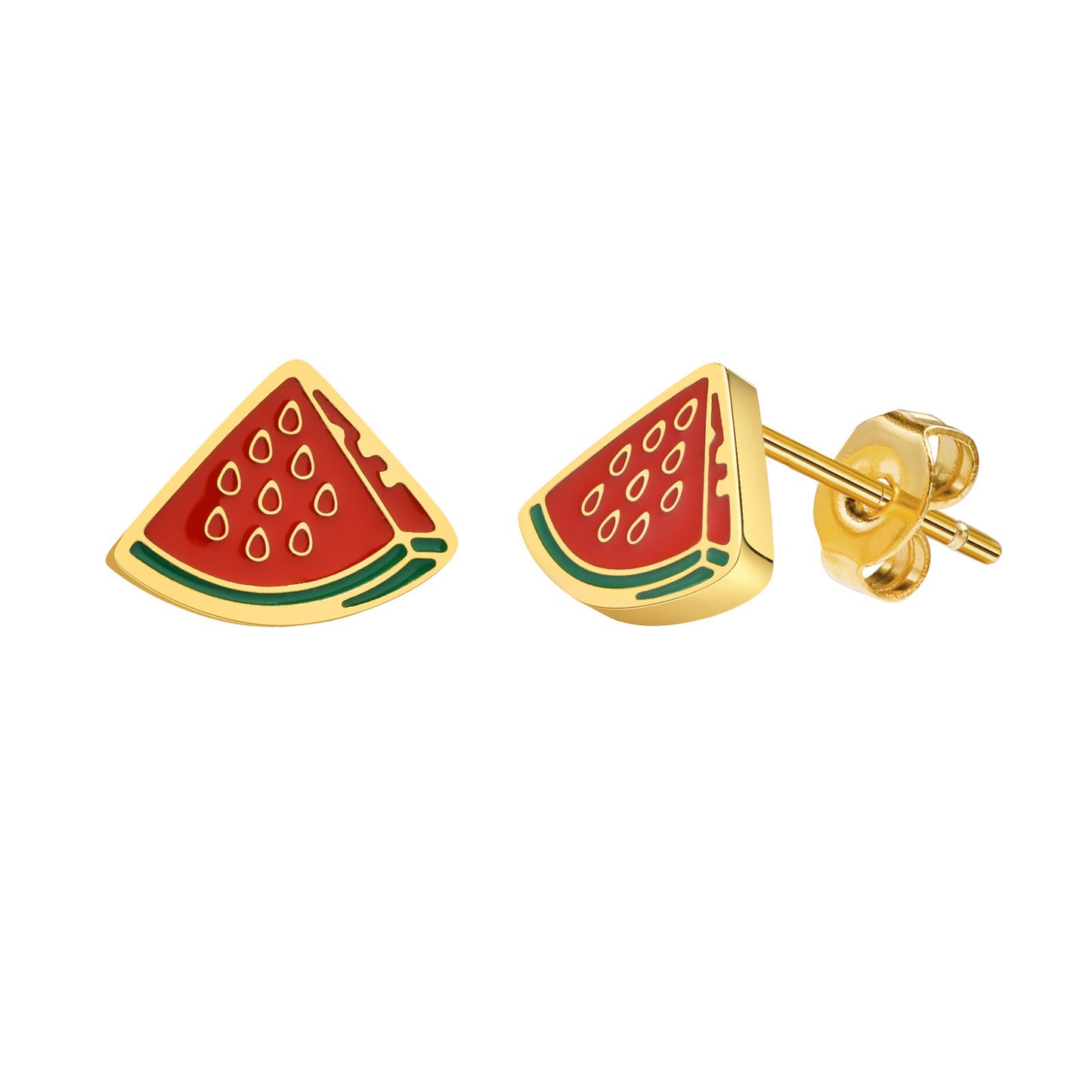 Stainless Steel Fashionable Fresh Epoxy Watermelon Clover Earrings
