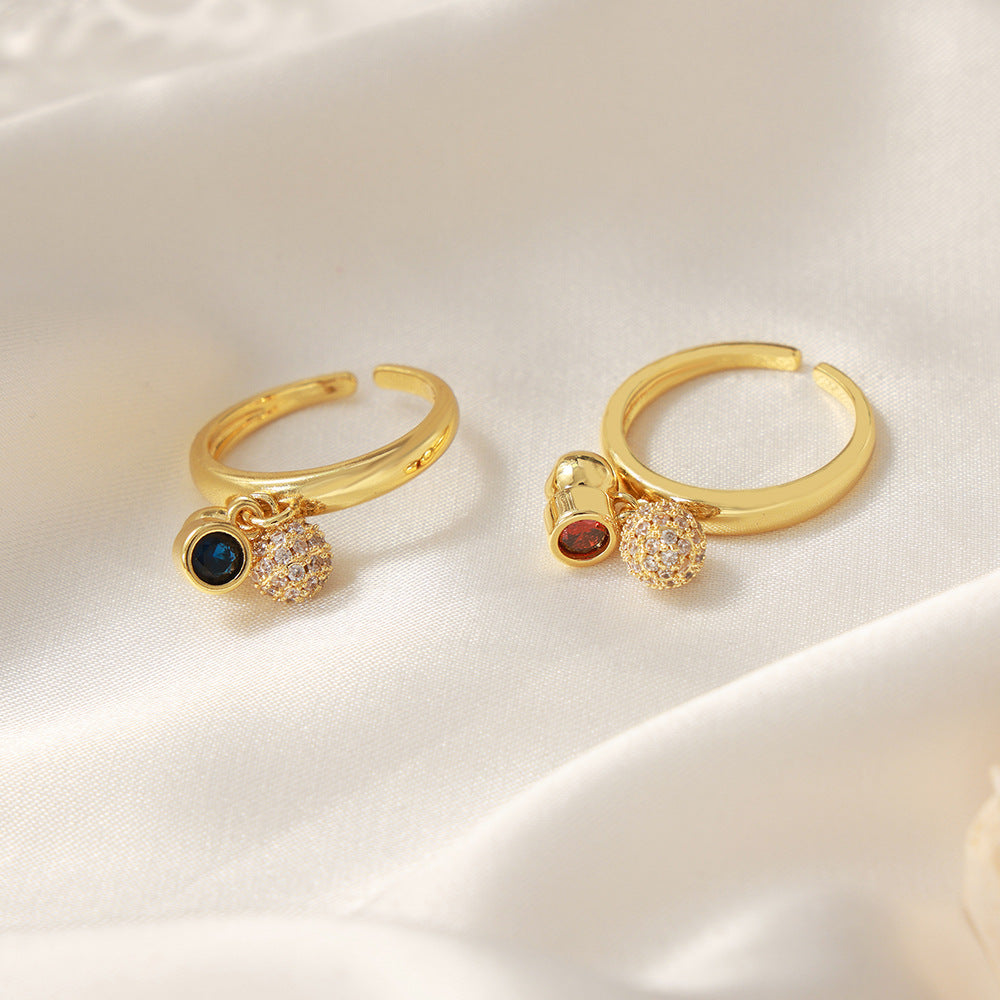 European & American Style Zircon Pendant Copper Ring - Fashion Jewelry for Women